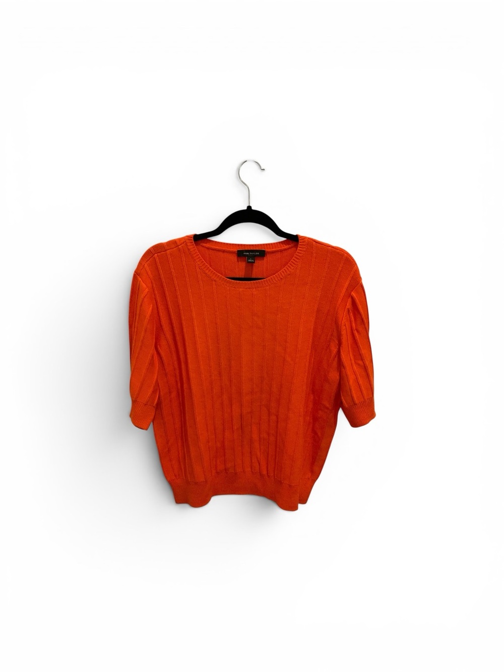 Ann Taylor Short-Sleeve Knit Sweater in Orange